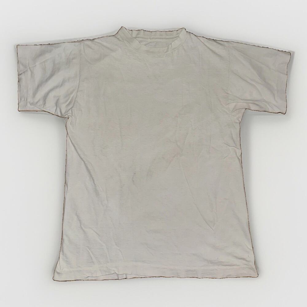 Vintage Single Stich White T-Shirt Large 20x27 Paper Thin Distressed